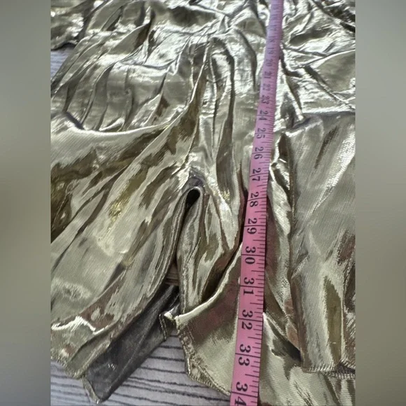 *ARCHIVE* RHODE Gold Lamè Ella Mini Dress Size S/M DEFECTS NEEDS WORK - Picture 7 of 13